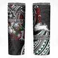 Personalised South Sydney Rabbitohs Skinny Tumbler Polynesian Tribal Art Style With Powerful Rabbit Mascot