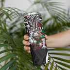 Personalised South Sydney Rabbitohs Skinny Tumbler Polynesian Tribal Art Style With Powerful Rabbit Mascot