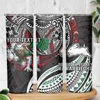 Personalised South Sydney Rabbitohs Skinny Tumbler Polynesian Tribal Art Style With Powerful Rabbit Mascot
