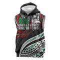 Personalised South Sydney Rabbitohs Sleeveless Hoodie Polynesian Tribal Art Style With Powerful Rabbit Mascot
