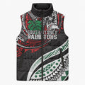 Personalised South Sydney Rabbitohs Sleeveless Puffer Jacket Polynesian Tribal Art Style With Powerful Rabbit Mascot