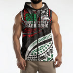 Personalised South Sydney Rabbitohs Sleeveless Zip Hoodie Polynesian Tribal Art Style With Powerful Rabbit Mascot