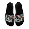 Personalised South Sydney Rabbitohs Slide Sandals Polynesian Tribal Art Style With Powerful Rabbit Mascot