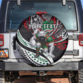 Personalised South Sydney Rabbitohs Spare Tire Cover Polynesian Tribal Art Style With Powerful Rabbit Mascot