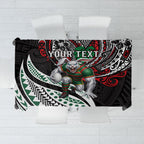 Personalised South Sydney Rabbitohs Tablecloth Polynesian Tribal Art Style With Powerful Rabbit Mascot