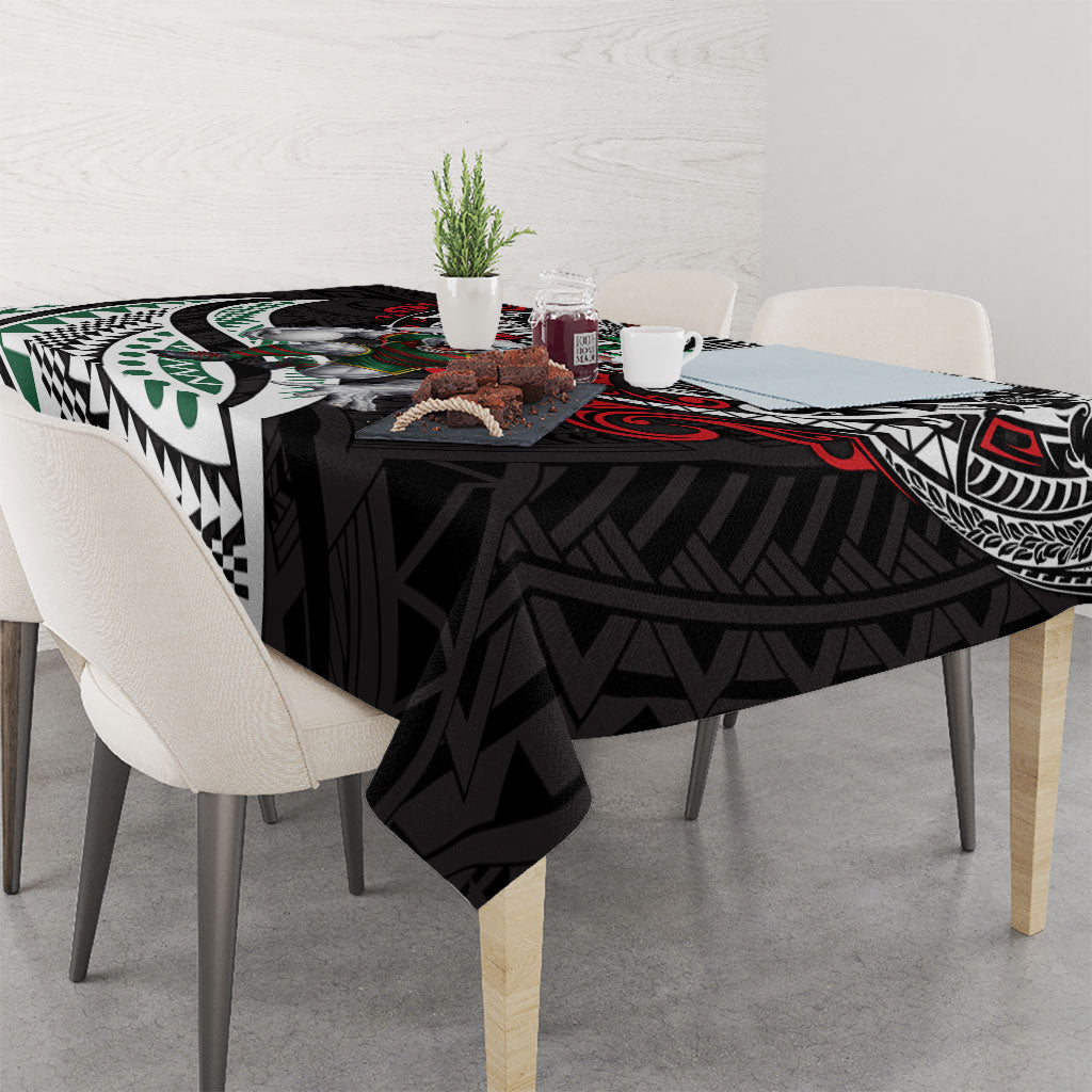 Personalised South Sydney Rabbitohs Tablecloth Polynesian Tribal Art Style With Powerful Rabbit Mascot
