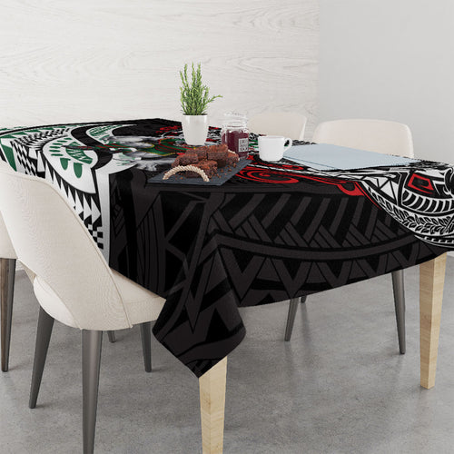 Personalised South Sydney Rabbitohs Tablecloth Polynesian Tribal Art Style With Powerful Rabbit Mascot