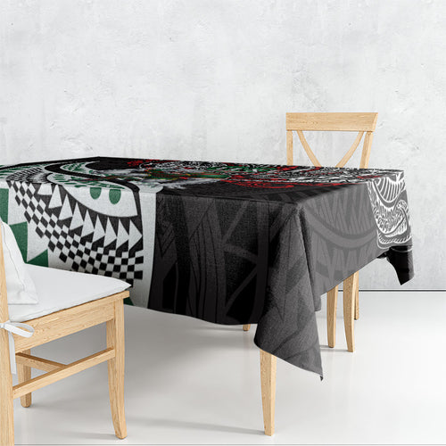 Personalised South Sydney Rabbitohs Tablecloth Polynesian Tribal Art Style With Powerful Rabbit Mascot