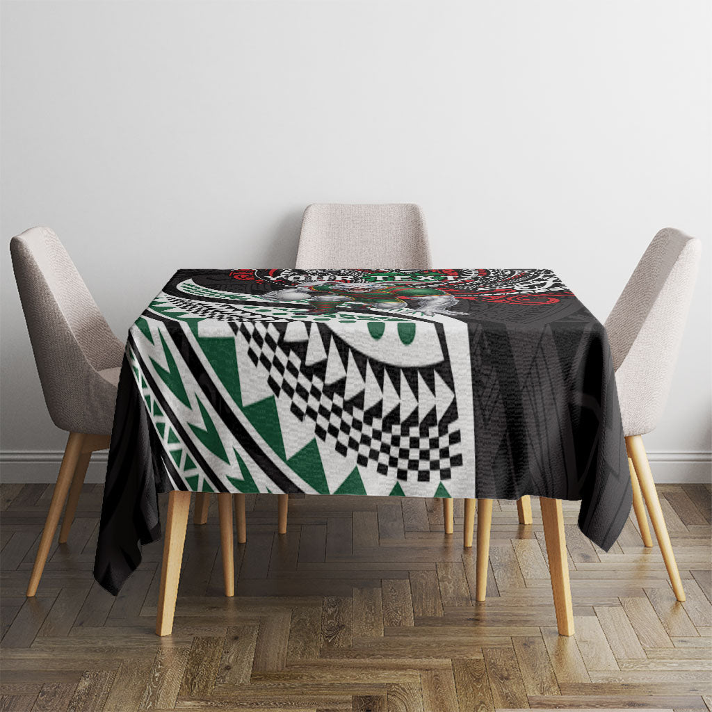 Personalised South Sydney Rabbitohs Tablecloth Polynesian Tribal Art Style With Powerful Rabbit Mascot
