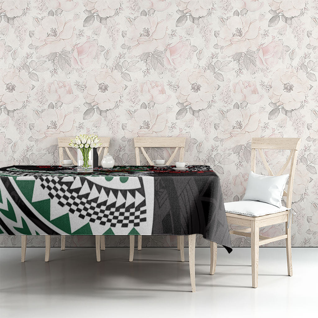 Personalised South Sydney Rabbitohs Tablecloth Polynesian Tribal Art Style With Powerful Rabbit Mascot