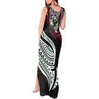 Personalised South Sydney Rabbitohs Tank Maxi Dress Polynesian Tribal Art Style With Powerful Rabbit Mascot