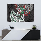 Personalised South Sydney Rabbitohs Tapestry Polynesian Tribal Art Style With Powerful Rabbit Mascot