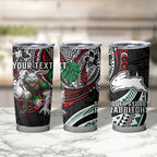 Personalised South Sydney Rabbitohs Tumbler Cup Polynesian Tribal Art Style With Powerful Rabbit Mascot