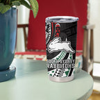 Personalised South Sydney Rabbitohs Tumbler Cup Polynesian Tribal Art Style With Powerful Rabbit Mascot