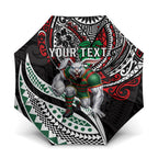 Personalised South Sydney Rabbitohs Umbrella Polynesian Tribal Art Style With Powerful Rabbit Mascot