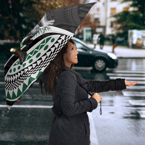 Personalised South Sydney Rabbitohs Umbrella Polynesian Tribal Art Style With Powerful Rabbit Mascot