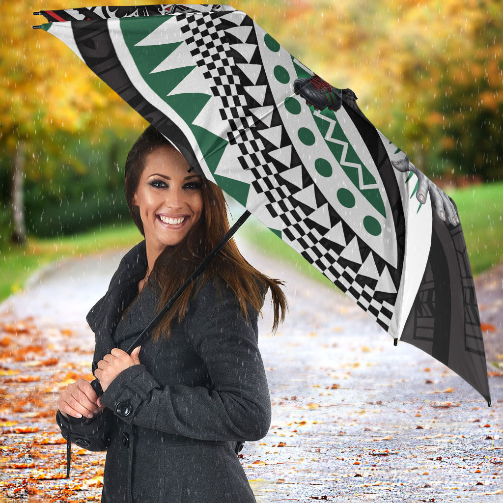 Personalised South Sydney Rabbitohs Umbrella Polynesian Tribal Art Style With Powerful Rabbit Mascot