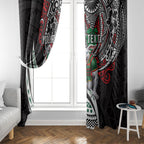 Personalised South Sydney Rabbitohs Window Curtain Polynesian Tribal Art Style With Powerful Rabbit Mascot