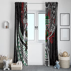 Personalised South Sydney Rabbitohs Window Curtain Polynesian Tribal Art Style With Powerful Rabbit Mascot