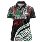 Personalised South Sydney Rabbitohs Women Polo Shirt Polynesian Tribal Art Style With Powerful Rabbit Mascot