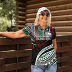 Personalised South Sydney Rabbitohs Women Polo Shirt Polynesian Tribal Art Style With Powerful Rabbit Mascot