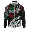 Personalised South Sydney Rabbitohs Zip Hoodie Polynesian Tribal Art Style With Powerful Rabbit Mascot