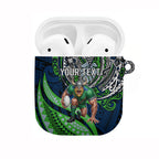Personalised Canberra Raiders AirPods Case Polynesian Tribal Art Style With Viking Raider Mascot