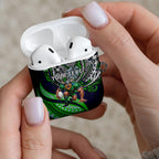 Personalised Canberra Raiders AirPods Case Polynesian Tribal Art Style With Viking Raider Mascot