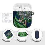 Personalised Canberra Raiders AirPods Case Polynesian Tribal Art Style With Viking Raider Mascot