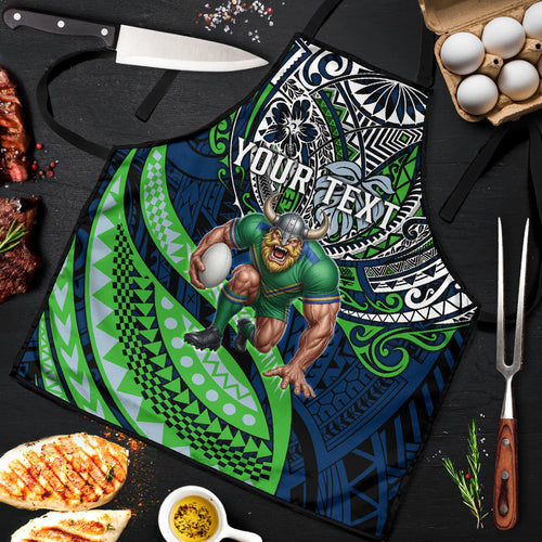 Personalised Canberra Raiders Apron Polynesian Tribal Art Style With Viking Raider Mascot