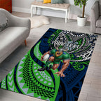 Personalised Canberra Raiders Area Rug Polynesian Tribal Art Style With Viking Raider Mascot
