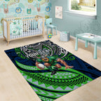 Personalised Canberra Raiders Area Rug Polynesian Tribal Art Style With Viking Raider Mascot