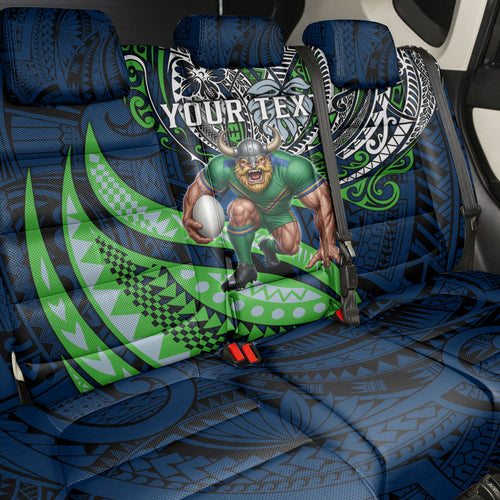 Personalised Canberra Raiders Back Car Seat Cover Polynesian Tribal Art Style With Viking Raider Mascot