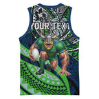 Personalised Canberra Raiders Basketball Jersey Polynesian Tribal Art Style With Viking Raider Mascot