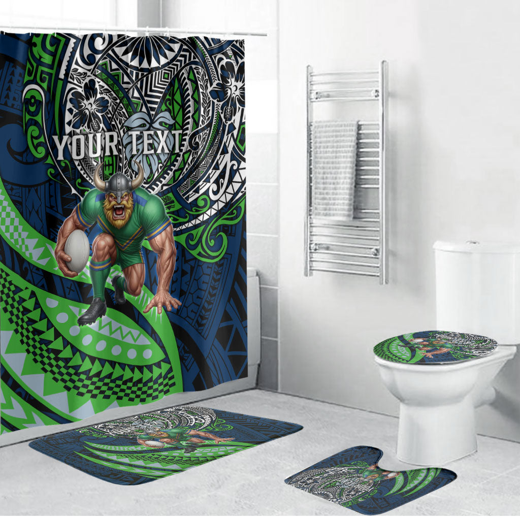 Personalised Canberra Raiders Bathroom Set Polynesian Tribal Art Style With Viking Raider Mascot