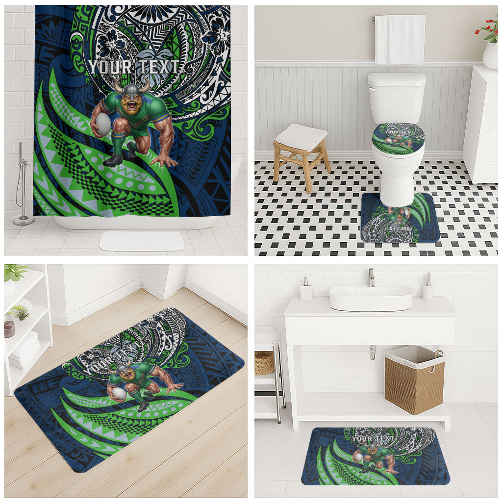 Personalised Canberra Raiders Bathroom Set Polynesian Tribal Art Style With Viking Raider Mascot