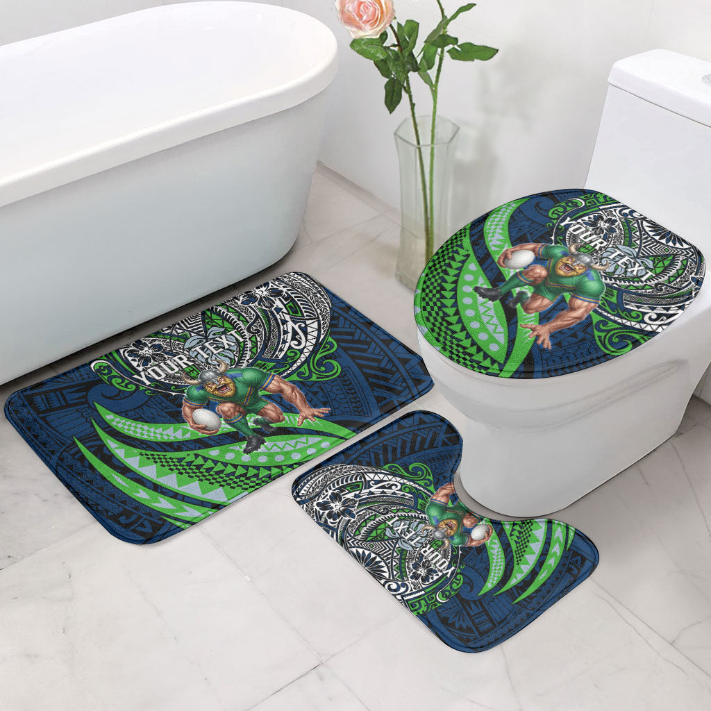 Personalised Canberra Raiders Bathroom Set Polynesian Tribal Art Style With Viking Raider Mascot