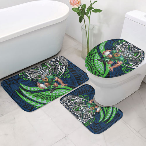 Personalised Canberra Raiders Bathroom Set Polynesian Tribal Art Style With Viking Raider Mascot