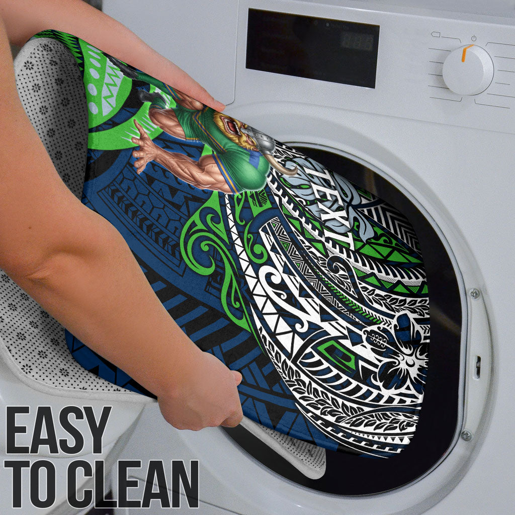 Personalised Canberra Raiders Bathroom Set Polynesian Tribal Art Style With Viking Raider Mascot