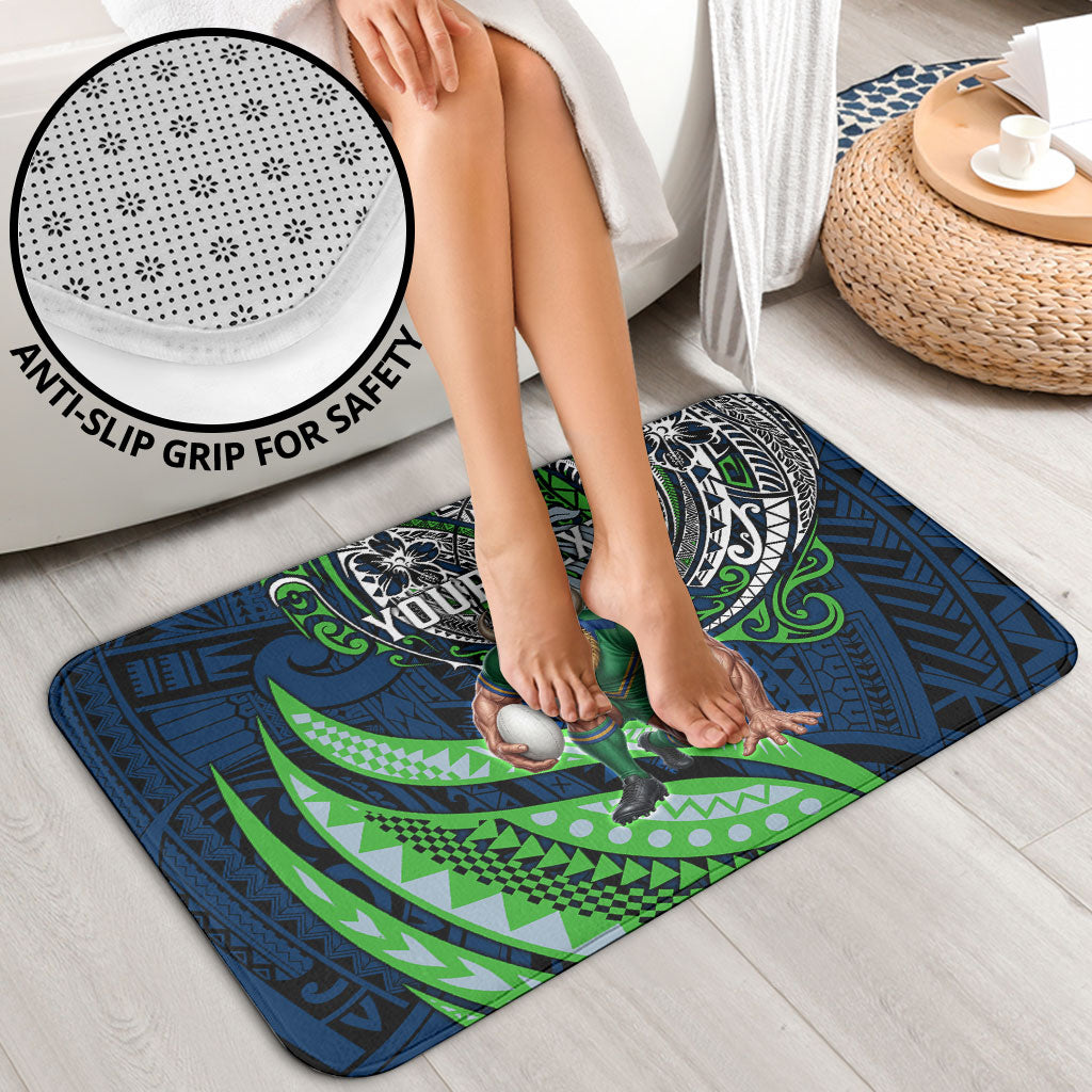 Personalised Canberra Raiders Bathroom Set Polynesian Tribal Art Style With Viking Raider Mascot