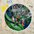 Personalised Canberra Raiders Beach Blanket Polynesian Tribal Art Style With Viking Raider Mascot