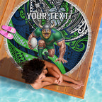 Personalised Canberra Raiders Beach Blanket Polynesian Tribal Art Style With Viking Raider Mascot