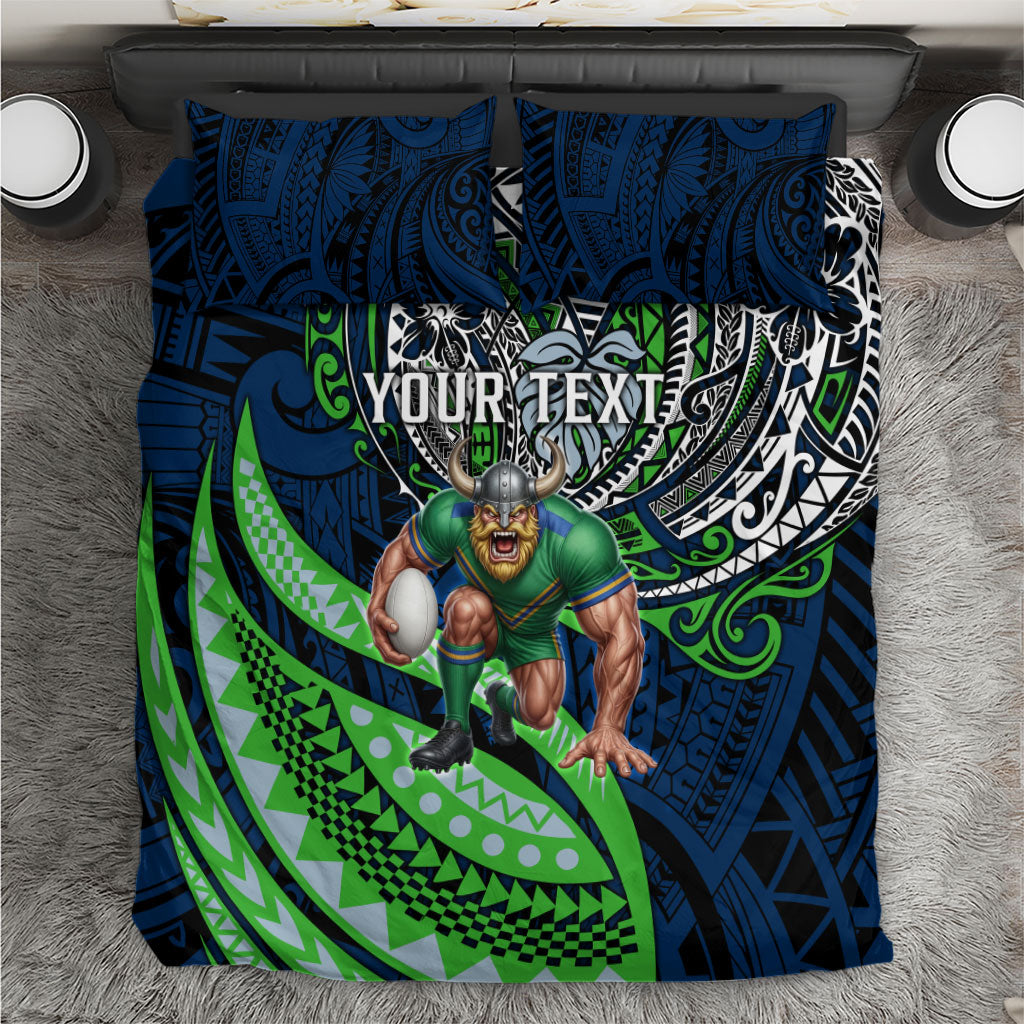Personalised Canberra Raiders Bedding Set Polynesian Tribal Art Style With Viking Raider Mascot