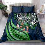 Personalised Canberra Raiders Bedding Set Polynesian Tribal Art Style With Viking Raider Mascot