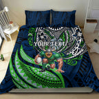 Personalised Canberra Raiders Bedding Set Polynesian Tribal Art Style With Viking Raider Mascot