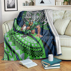 Personalised Canberra Raiders Blanket Polynesian Tribal Art Style With Viking Raider Mascot