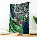 Personalised Canberra Raiders Blanket Polynesian Tribal Art Style With Viking Raider Mascot