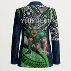 Personalised Canberra Raiders Blazer Polynesian Tribal Art Style With Viking Raider Mascot