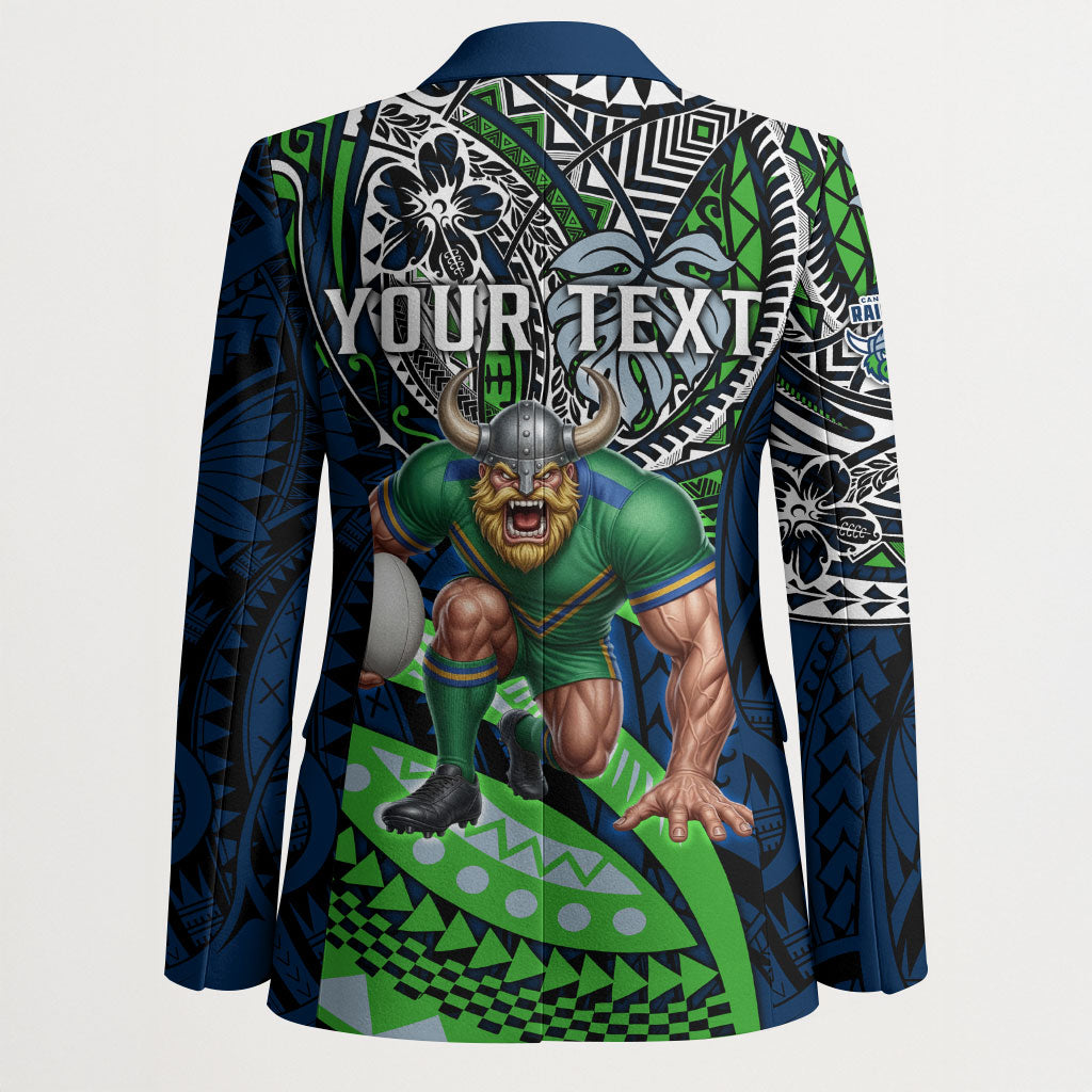 Personalised Canberra Raiders Blazer Polynesian Tribal Art Style With Viking Raider Mascot