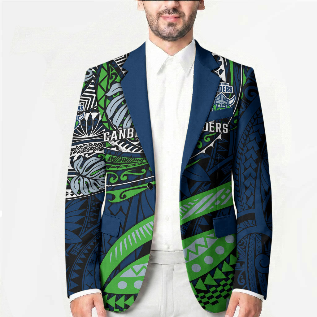 Personalised Canberra Raiders Blazer Polynesian Tribal Art Style With Viking Raider Mascot